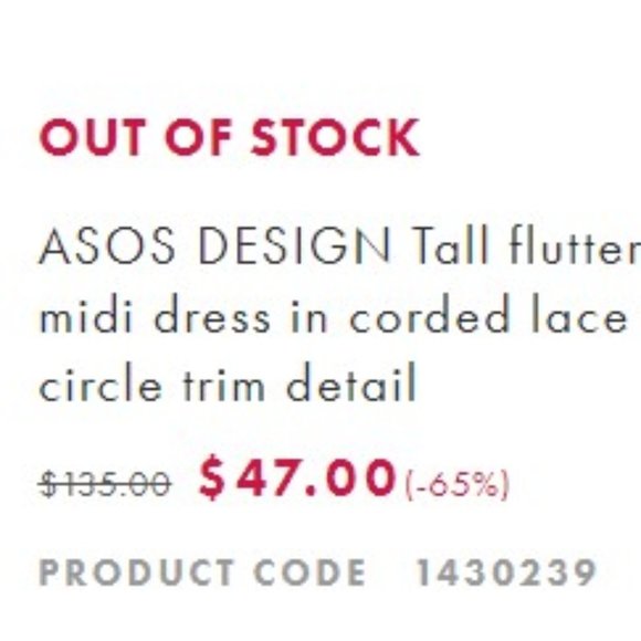 NWT ASOS DESIGN Tall Flutter Sleeve Midi Dress - Picture 5 of 7